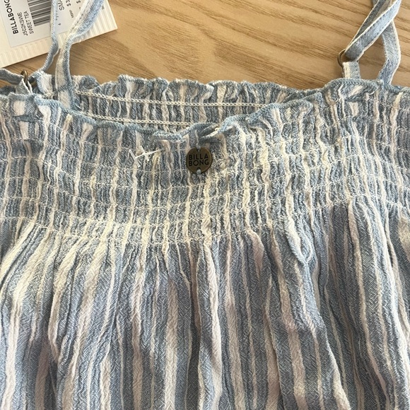 BILLABONG Tank Top Womens S Striped Gauze Cropped Smocked Spaghetti - NWT - Picture 5 of 5